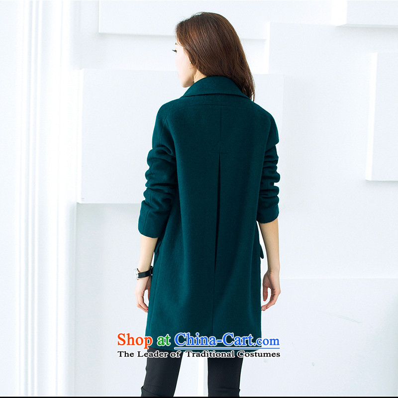 Korean autumn 2015 Fall/Winter Collections in the new Korean women in a relaxd thick long coats of female HQY107 jacket? Dark Green Korea Autumn Arabic.... XL, online shopping