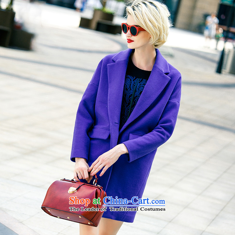 Lily autumn and winter new stylish cocoon-gross? blue-violet M LL215407025 Coats