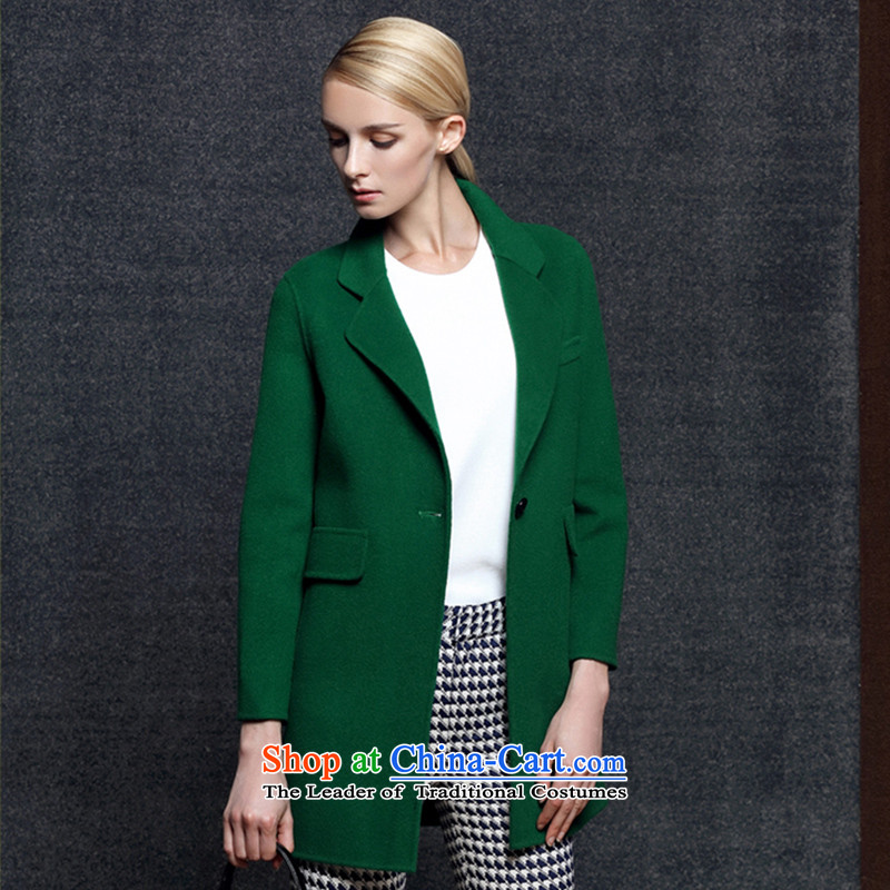 Strawman _MEXICAN_ duplex cashmere 2015. Long new manually gross women cashmere overcoat so thick coat?1459?green?L