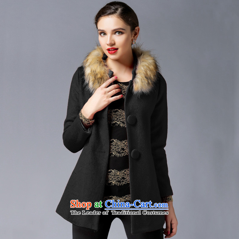 Consideration LISHA Lisa _gross_ for the long winter of this gross jacket coat temperament thin Graphics Black XL 3304