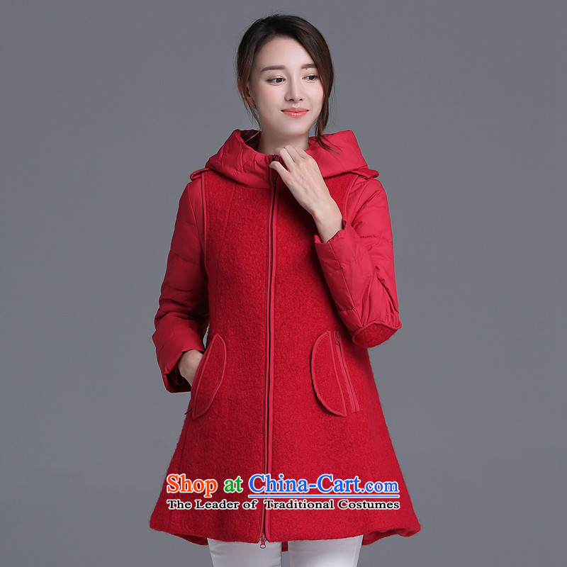 Strawman _MEXICAN_ 2015 autumn and winter coats gross? in the medium to long term to Sau San, a wool coat QLJ980 female red L