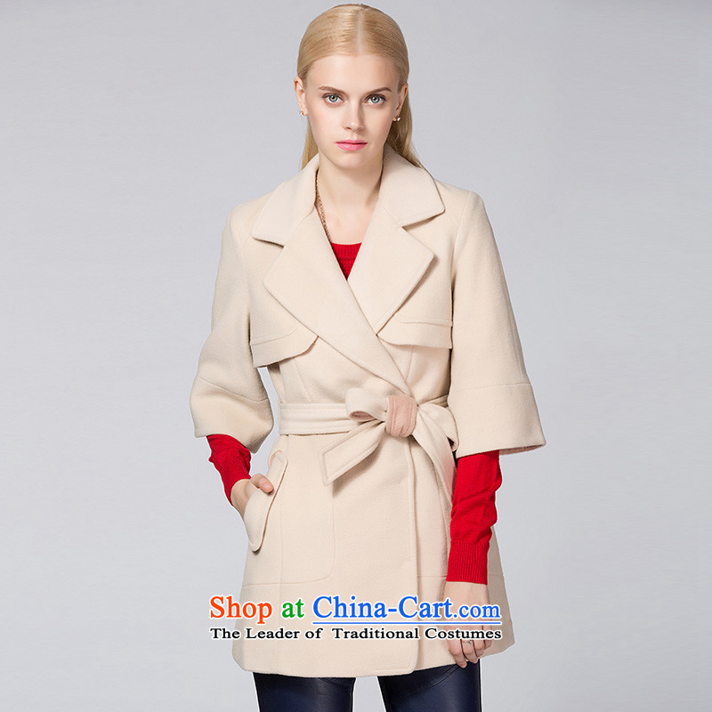 Ditto D13DR543?autumn and winter new stylish wild lapel 7 cuff gross? m apricot overcoat?L
