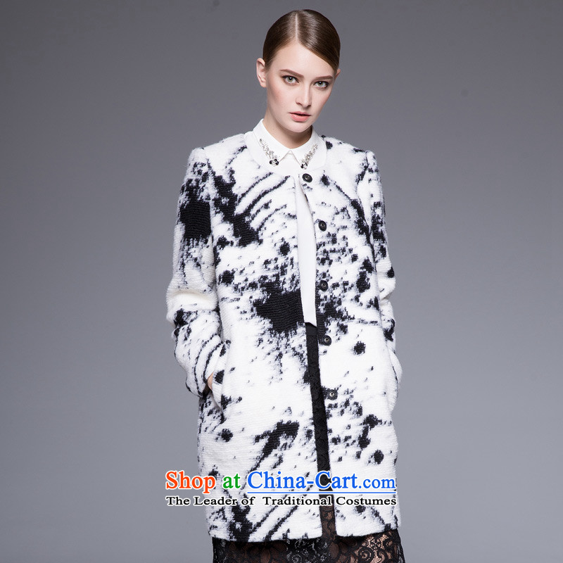 Hayek terrace _MAXILU_ black and white coats M867B4054C60 relaxd stylish L