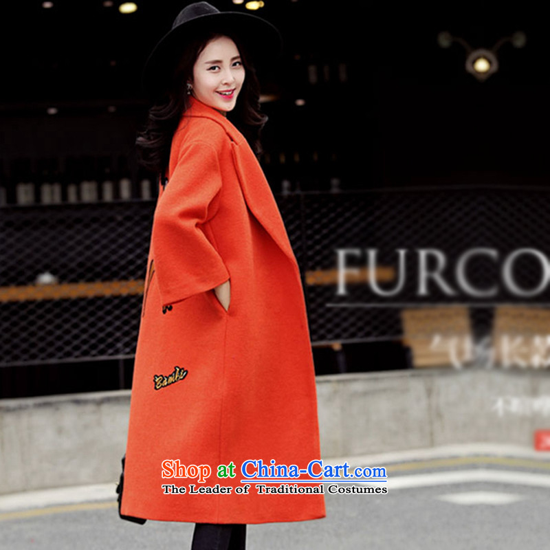 Sin has?2015 winter clothing new Korean citizenry video thin stylish medium to long term, pure color coats female?tn8010 gross??the cotton-Thick Orange?L