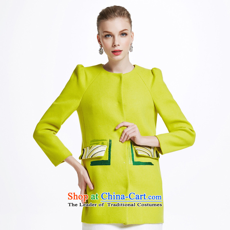 Chaplain Mai-mai _CHIU SHUI_ Solid Color round-neck collar with a straight position-coats yellow _L 644112113
