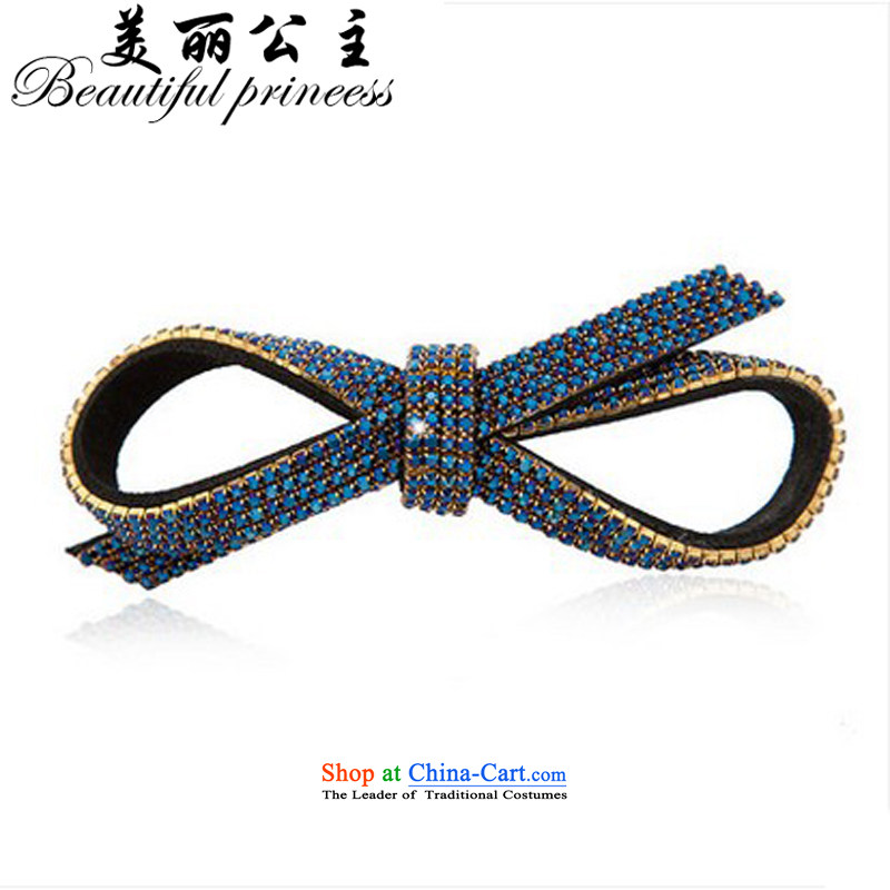 The beautiful princess clip hair accessories bow tie retro top Korean folder temperament female Head Ornaments Card folder 4 color options tie B202 ancient blue