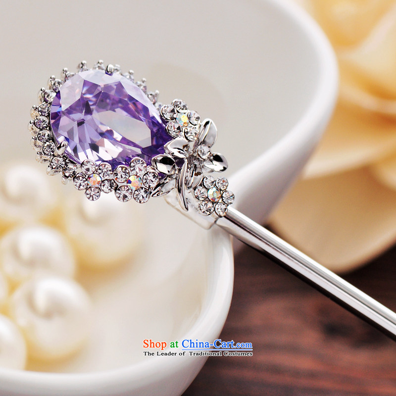 Wen Nei Ornate Kanzashi sea kanzashi sub-head hair accessories accessories classical style of the ancient classical and elegant reminiscent of the flower of the emulation of the head of the crystal tray shook the most step Gee Qi Yuan silver purple, sea m