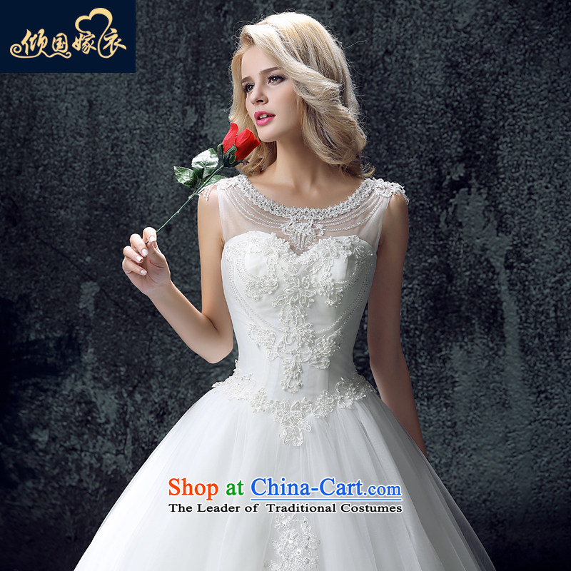 Wedding dress of autumn and winter 2015 new Korean minimalist shoulders to align graphics thin marriages wedding shoulder WhiteM 1