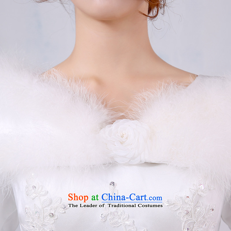 Winter wedding dresses 2015 Winter, new long-sleeved winter winter clothing marriages warm thick cotton word plus shoulder wedding M Su Xiang edge , , , shopping on the Internet