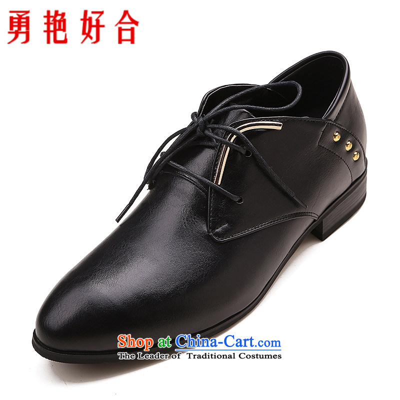 Yong-yeon and handsome wedding photography men business professional Korean daily shoes bridegroom marriage single shoe shoes black?44