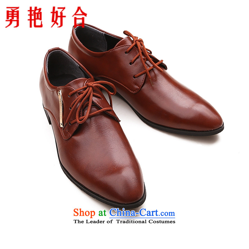 Yong-yeon and handsome wedding photography men business professional Korean daily leisure shoes bridegroom marriage of men's single shoe brown shoes?41