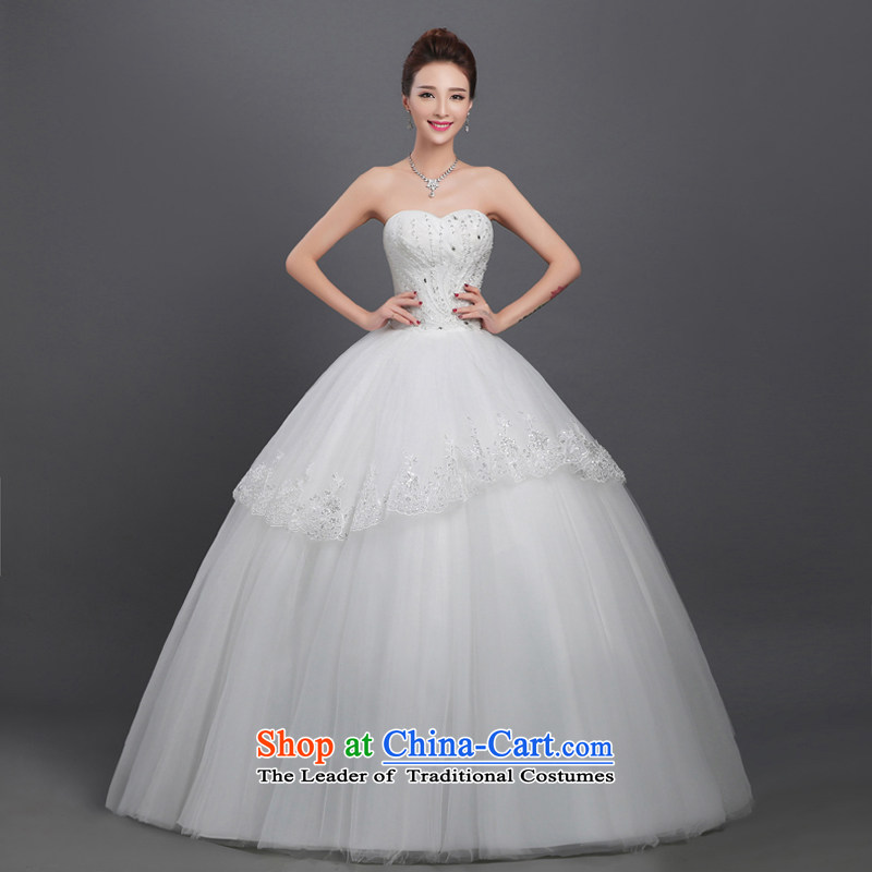 2015 bride wedding to straighten the shoulder of the Word 2015 graphics simple thin wedding dresses new autumn and winter pregnant women white?L