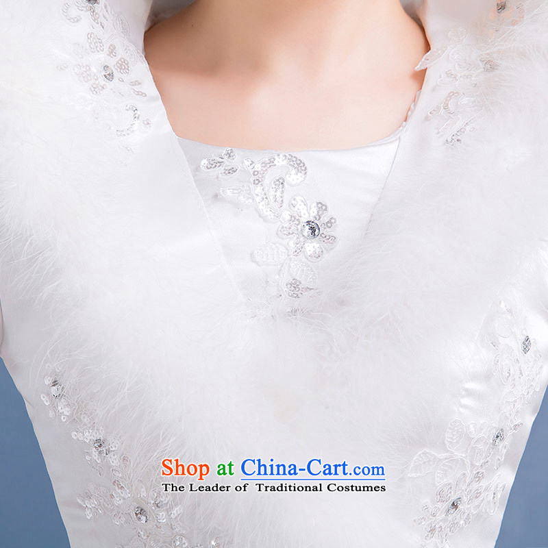 Love Of The Life of  autumn and winter 2015 wedding dresses a long-sleeved folder field shoulder for the winter of cotton wool diamond wedding video thin wedding dress female white XL, love of the overcharged shopping on the Internet has been pressed.