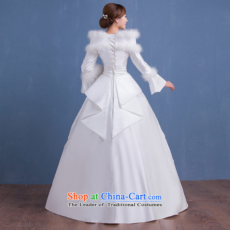 Love Of The Life of autumn and winter 2015 new long-sleeved slotted shoulder thick cotton wool for the winter wedding dresses larger align to bind with white , L, love of the overcharged shopping on the Internet has been pressed.