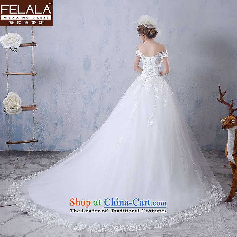 Ferrara 2015 new word shoulder length tail wedding dresses Korean lace minimalist hunsha bride Sau San larger female XL(2 feet 2 Ferrara wedding (FELALA) , , , shopping on the Internet
