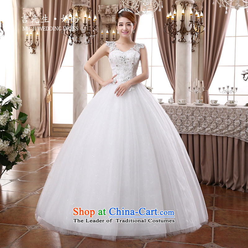 Mr. Guiss Korean fashion strap type high waist and ultra-swing to volume and wedding White?M