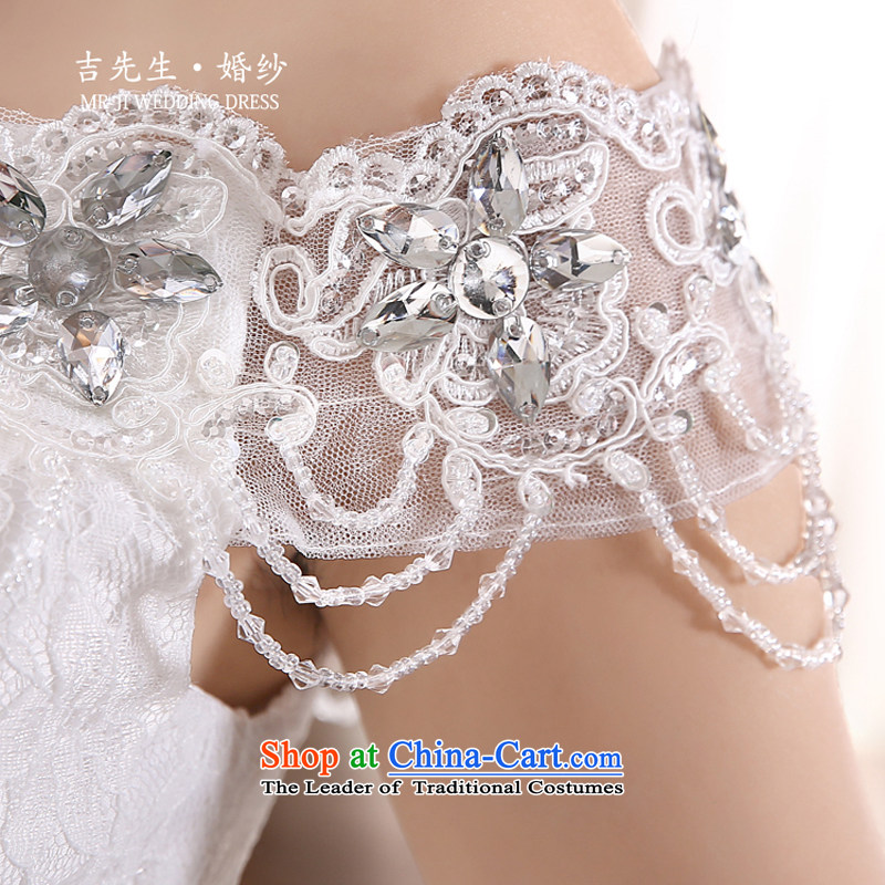 Mr. Guissé 2015 new stylish and elegant one shoulder higher field waist luxury lace diamond jewelry bon bon skirt wedding White XL, Mr. MRJI) , , , shopping on the Internet