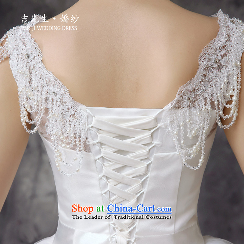 Mr. Guissé 2015 new stylish decorated Pearl Luxury embroidered shoulders straps and bon bon skirt wedding white customization, Mr. MRJI) , , , shopping on the Internet