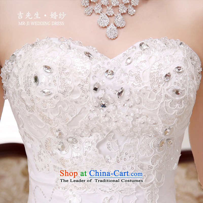 Mr. Fall 2015, Korean sweet Princess Mary Magdalene chest luxury Sau San lace pearl ornaments and large amount of swing wedding white S (MRJI) , , , shopping on the Internet