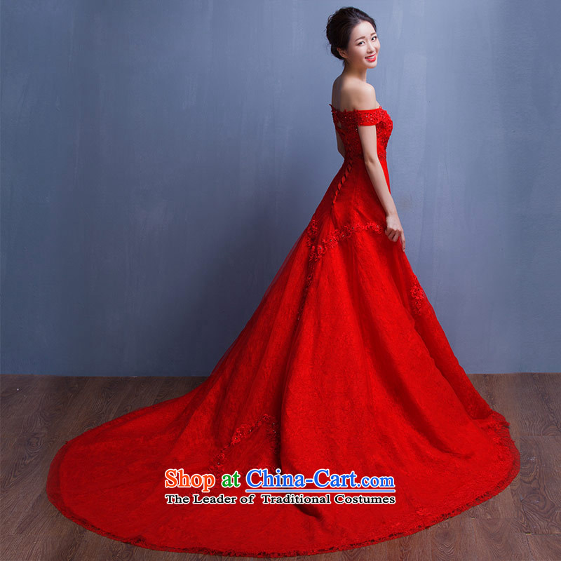 Love Of The Life of  autumn and winter 2015 New Red Sau San wedding dress long word shoulder tail red wedding red , L, love of the overcharged shopping on the Internet has been pressed.
