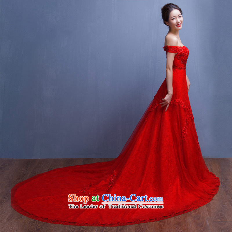 Love Of The Life of  autumn and winter 2015 New Red Sau San wedding dress long word shoulder tail red wedding red , L, love of the overcharged shopping on the Internet has been pressed.