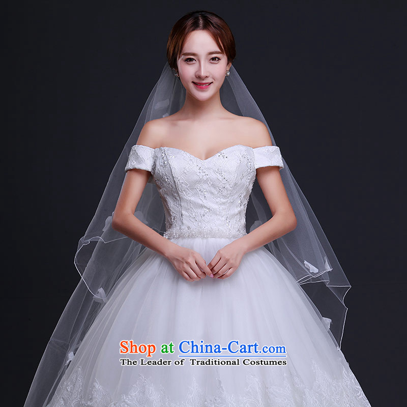 Qing Hua yarn wedding dresses 2015 new Korean word elegant wedding bride shoulder romantic to align bon bon skirt white L, the feelings of Chinese yarn , , , shopping on the Internet