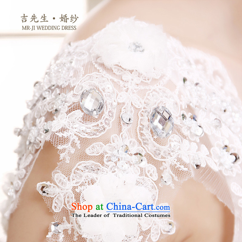 Mr. Guissé 2015 Dual shoulder strap design luxurious lace diamond jewelry super tail petticoats wedding White M (MRJI) , , , shopping on the Internet