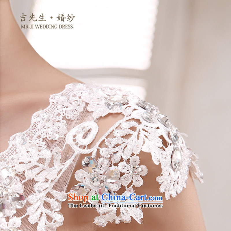 Mr. Guissé 2015 new stylish and elegant Korean version package shoulder V-Neck luxury lace Diamond High waist Sau San oversized petticoats trailing white wedding XXL, (MRJI) , , , shopping on the Internet