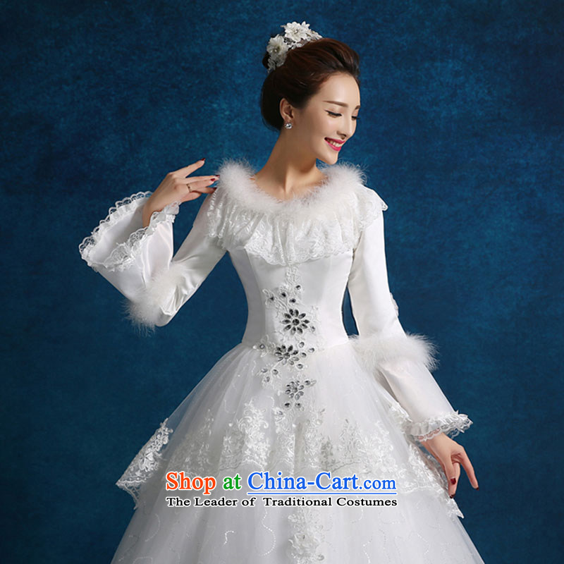The new 2015 winter clothing Korean sweet princess plus gross cotton for long-sleeved winter wedding dresses straps, white upgrade XXL, love Su-lan , , , shopping on the Internet