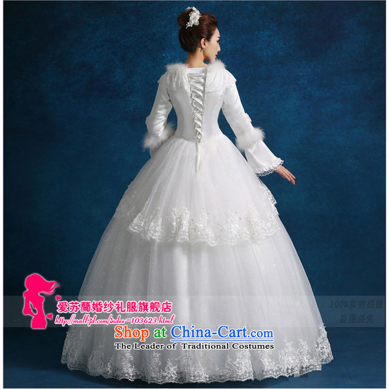 The new 2015 winter clothing Korean sweet princess plus gross cotton for long-sleeved winter wedding dresses straps, white upgrade XXL, love Su-lan , , , shopping on the Internet