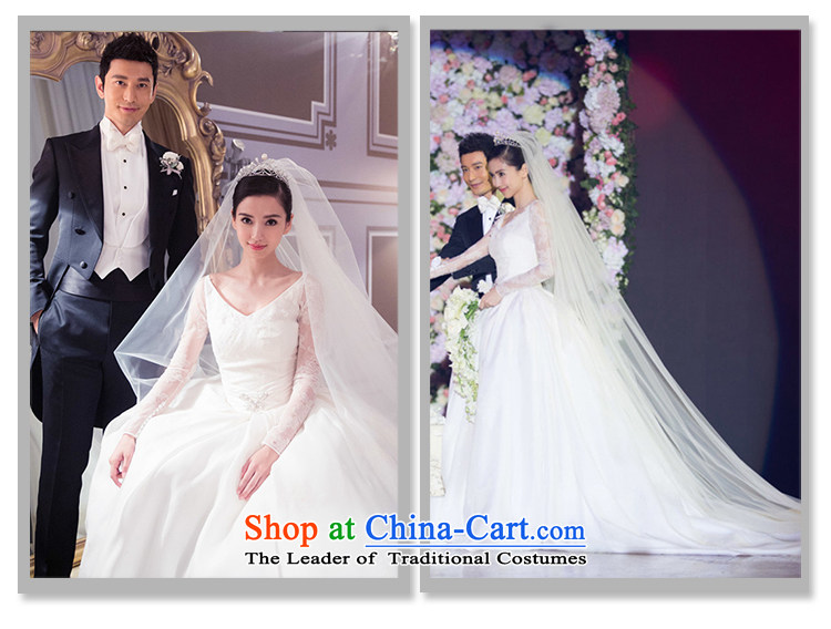 Star wedding dresses 2015 new autumn and winter Korean baby with tail bride wedding V-Neck long-sleeved female made no allowance picture size, prices, brand platters! The elections are supplied in the national character of distribution, so action, buy now enjoy more preferential! As soon as possible.