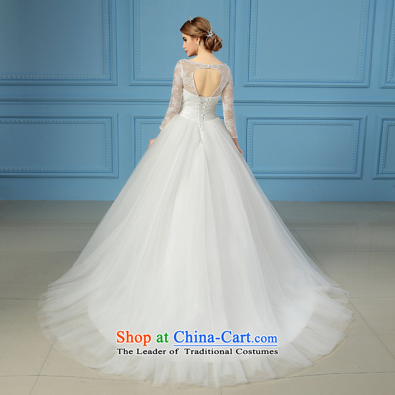 Star wedding dresses 2015 new autumn and winter Korean baby with tail bride wedding V-Neck long-sleeved female made no allowance in size, so Peng (AIRANPENG) , , , shopping on the Internet