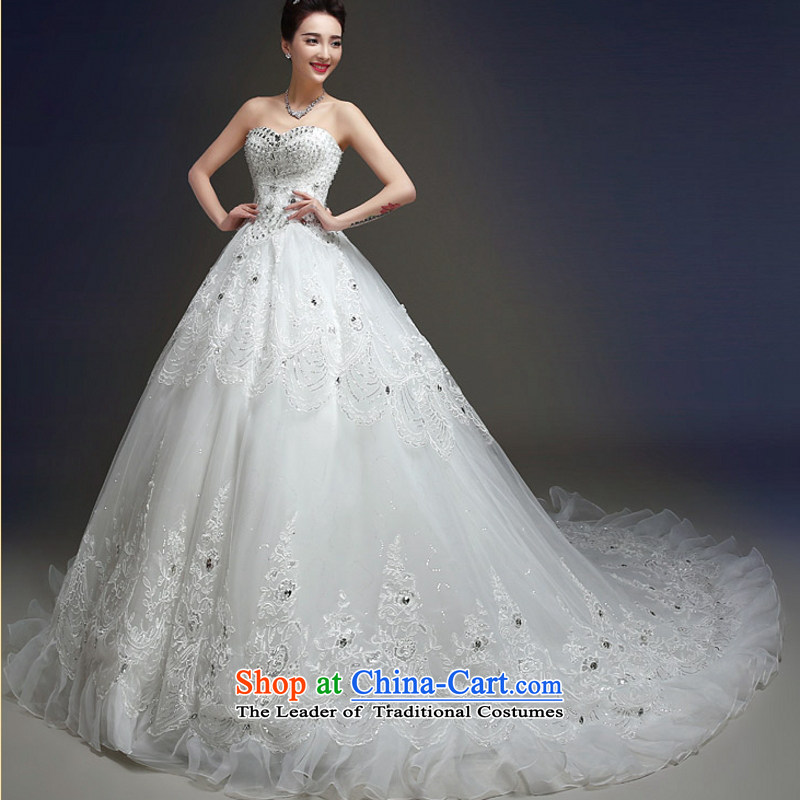 Yong-yeon and 2015 winter new stylish Korean version of large code and chest wedding dresses marriages tail lace Diamond White made no refunds or exchanges, Yong Size Yim Close shopping on the Internet has been pressed.