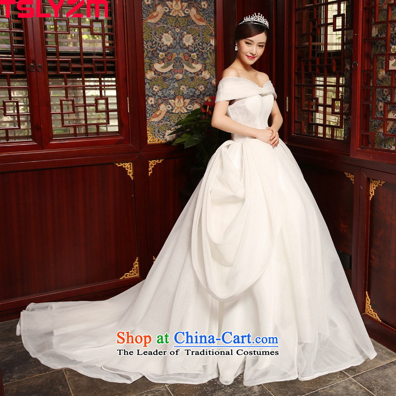 The word tslyzm shoulder wedding dress large tail 2015 new marriages of autumn and winter palace wind straps retro white m,tslyzm,,, shopping on the Internet