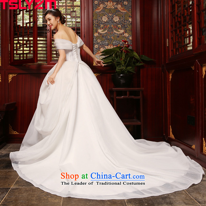 The word tslyzm shoulder wedding dress large tail 2015 new marriages of autumn and winter palace wind straps retro white m,tslyzm,,, shopping on the Internet
