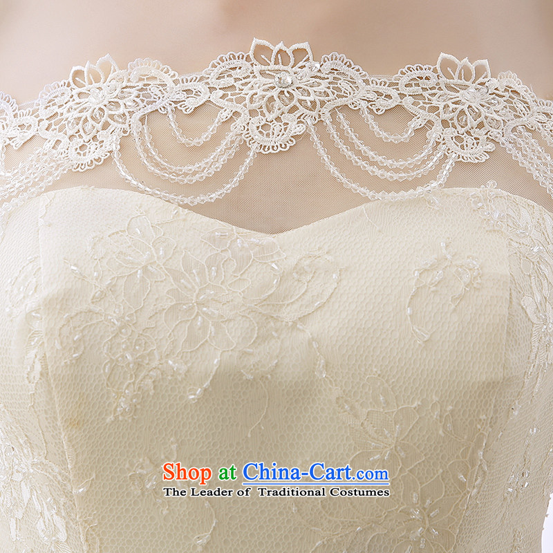 Wedding dress 2015 winter new strap to align the word anointed chest marriages shoulder Sau San video thin champagne color champagne color S honeymoon bride shopping on the Internet has been pressed.
