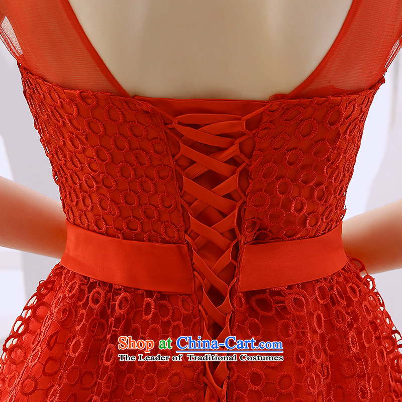 2015 WINTER new wedding dresses bride bows services red lace short skirt dress princess, small red dress , L, bride honeymoon shopping on the Internet has been pressed.