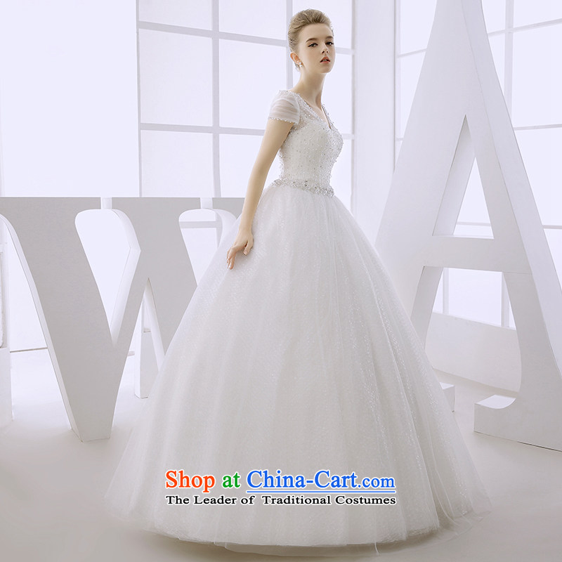 Wedding dress 2015 winter new bride shoulders package to align the Deep v-neck lace pregnant women for larger video thin white L   Honeymoon bride shopping on the Internet has been pressed.