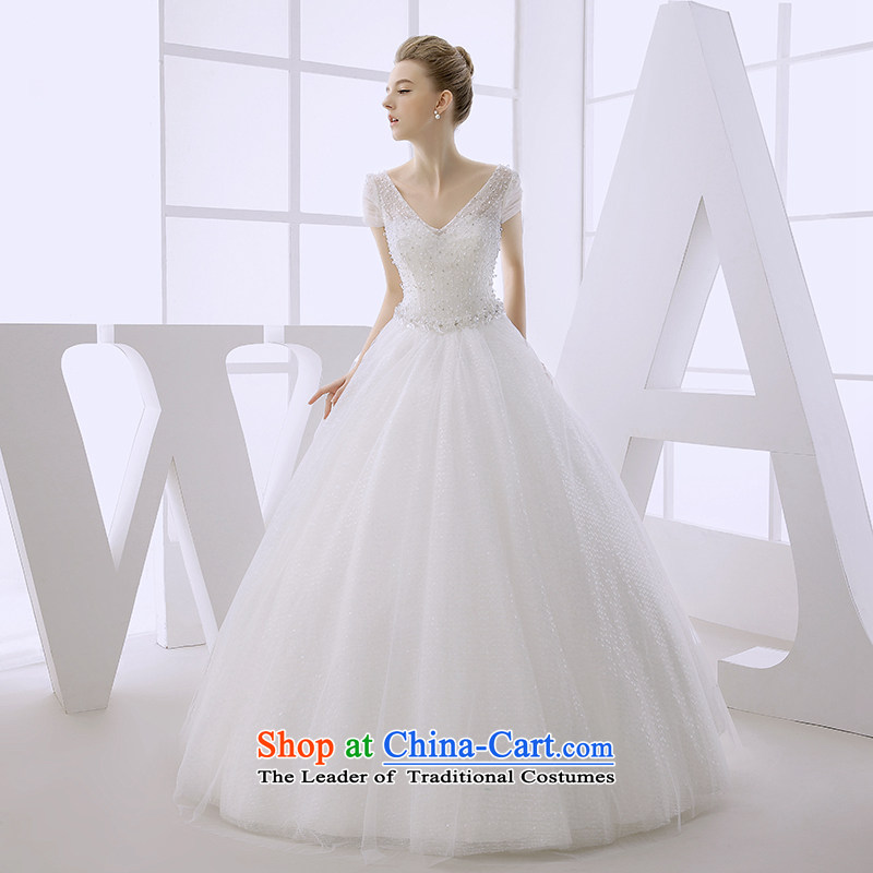 Wedding dress 2015 winter new bride shoulders package to align the Deep v-neck lace pregnant women for larger video thin white L   Honeymoon bride shopping on the Internet has been pressed.