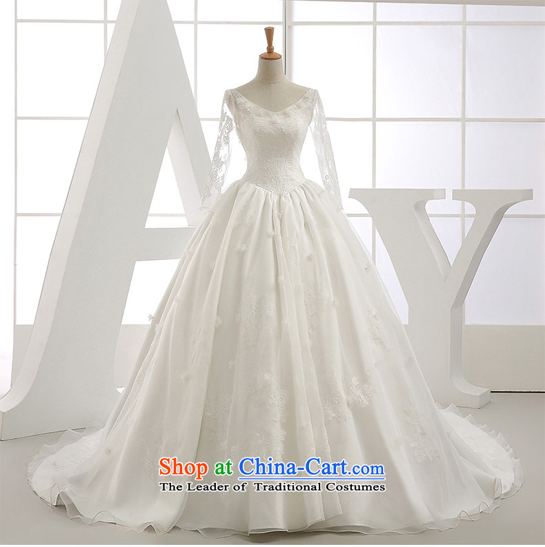 Star wedding dresses 2015 new autumn and winter Korean baby with tail bride wedding V-Neck long-sleeved white 1.5m tail female L picture, prices, brand platters! The elections are supplied in the national character of distribution, so action, buy now enjoy more preferential! As soon as possible.