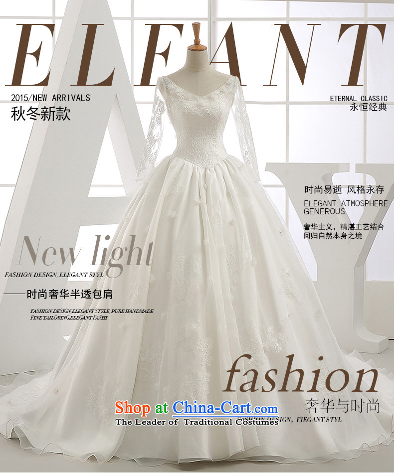 Star wedding dresses 2015 new autumn and winter Korean baby with tail bride wedding V-Neck long-sleeved white 1.5m tail female L picture, prices, brand platters! The elections are supplied in the national character of distribution, so action, buy now enjoy more preferential! As soon as possible.