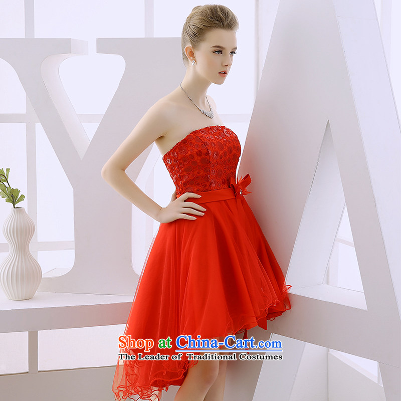 2015 Winter Jackets bride bridesmaid services serving the small chest wiped bows dress skirt banquet dinner gatherings birthday evening dress orange , L, bride honeymoon shopping on the Internet has been pressed.