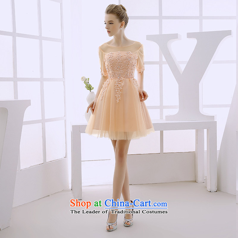 2015 WINTER new small dress short skirt bridesmaid service, sister Princess Korean skirt skirt evening dress Pale Yellow XL, bride honeymoon shopping on the Internet has been pressed.