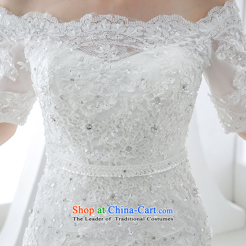 Wedding dress 2015 winter new word for word shoulder and chest straps to Sau San video thin stylish huns white L, bride honeymoon shopping on the Internet has been pressed.