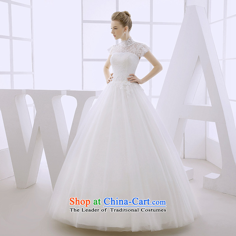 Wedding dress 2015 winter bride high collar collar with lace cuff bon bon skirt to align the strap white yarn ,L,out pregnant women honeymoon bride shopping on the Internet has been pressed.