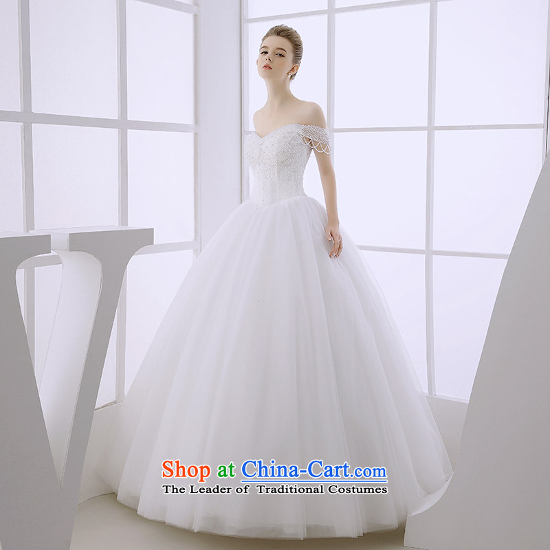 Wedding dress the Word 2015 winter bride shoulder Deep v-neck back video upscale European and American Sau San thin white L honeymoon huns palace bride shopping on the Internet has been pressed.