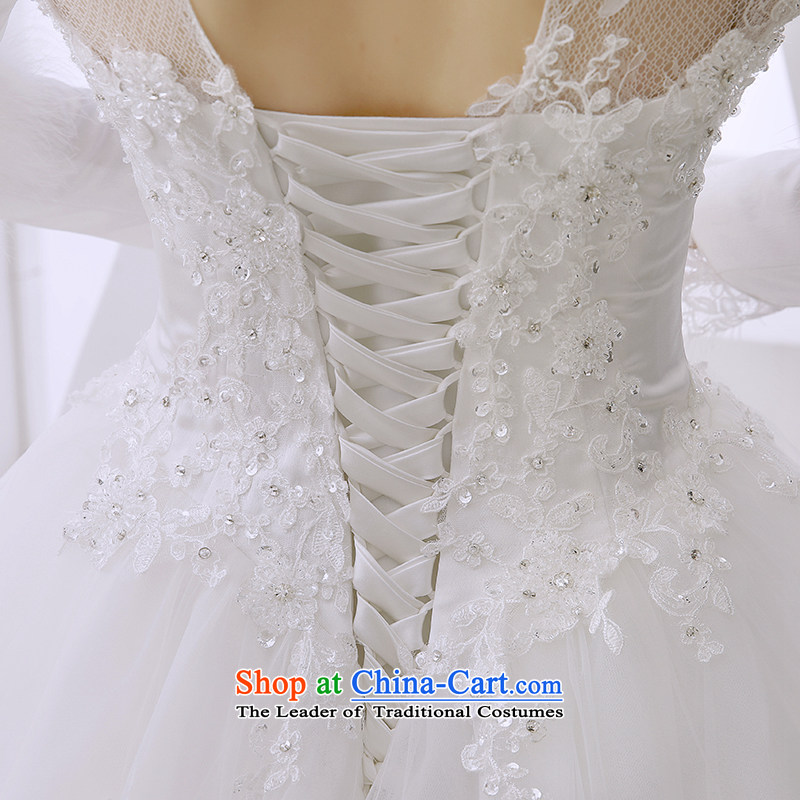 Wedding dress winter 2015 winter bride long-sleeved straps to align the princess bon bon skirt made out of white S white honeymoon bride shopping on the Internet has been pressed.