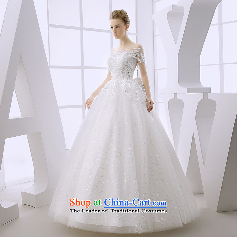 Wedding dress the Word 2015 winter bride shoulder a field for wiping the chest bow ties with Europe and the high-end alignment out of white S honeymoon bride shopping on the Internet has been pressed.