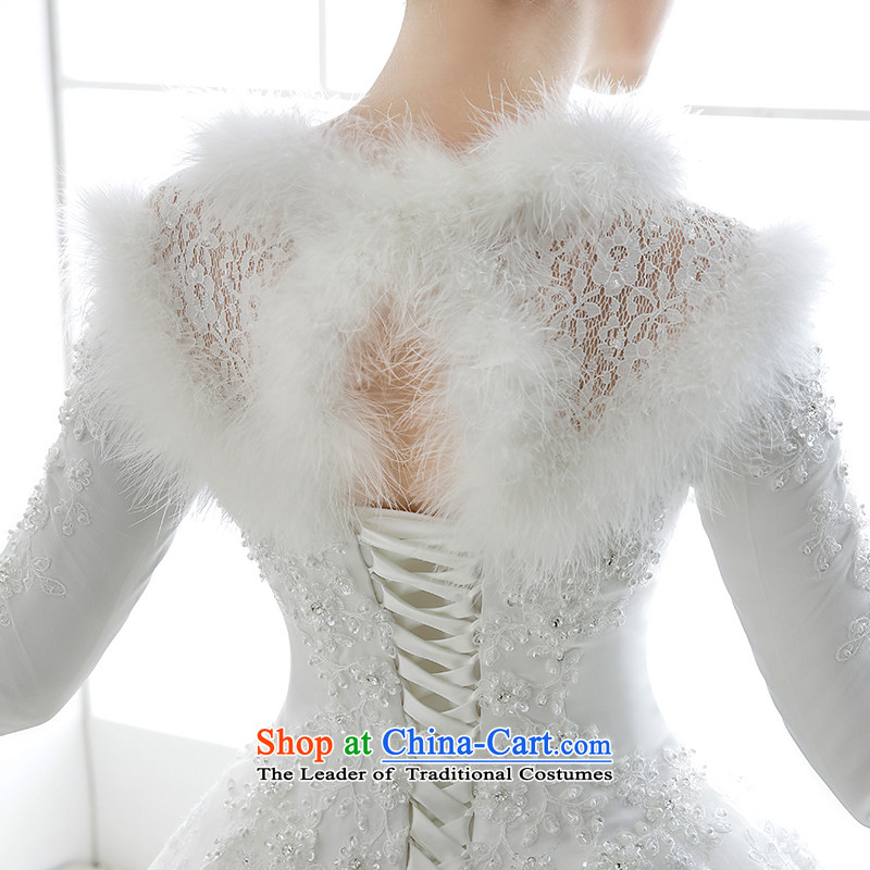 Wedding dress winter 2015 winter bride long-sleeved straps to align the tailor-made video thin princess out of white S honeymoon bride shopping on the Internet has been pressed.