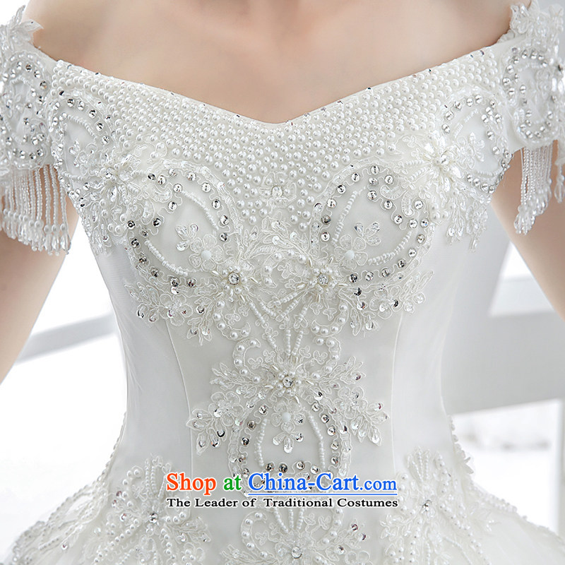 Wedding dress the Word 2015 winter bride shoulder v-neck in the Western Palace of high-end luxury fashion out of Sau San White XL, bride honeymoon shopping on the Internet has been pressed.